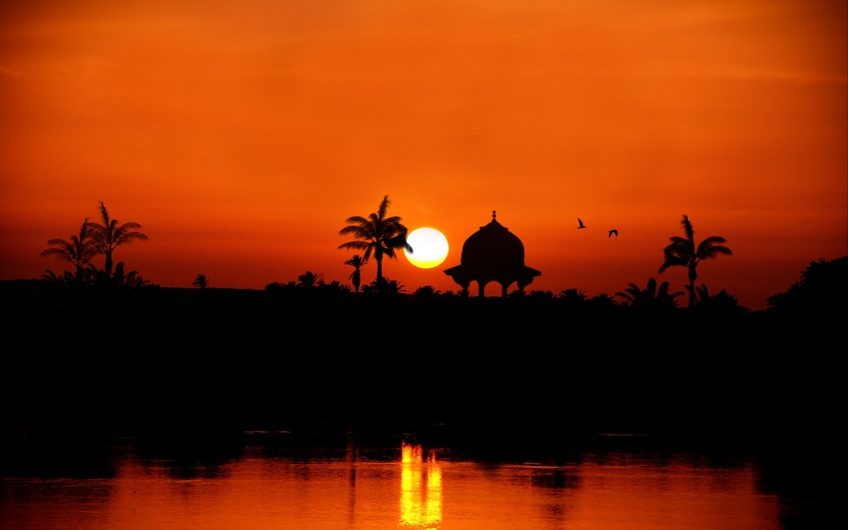 Nile River Sunset Landscape 4K Wallpaper