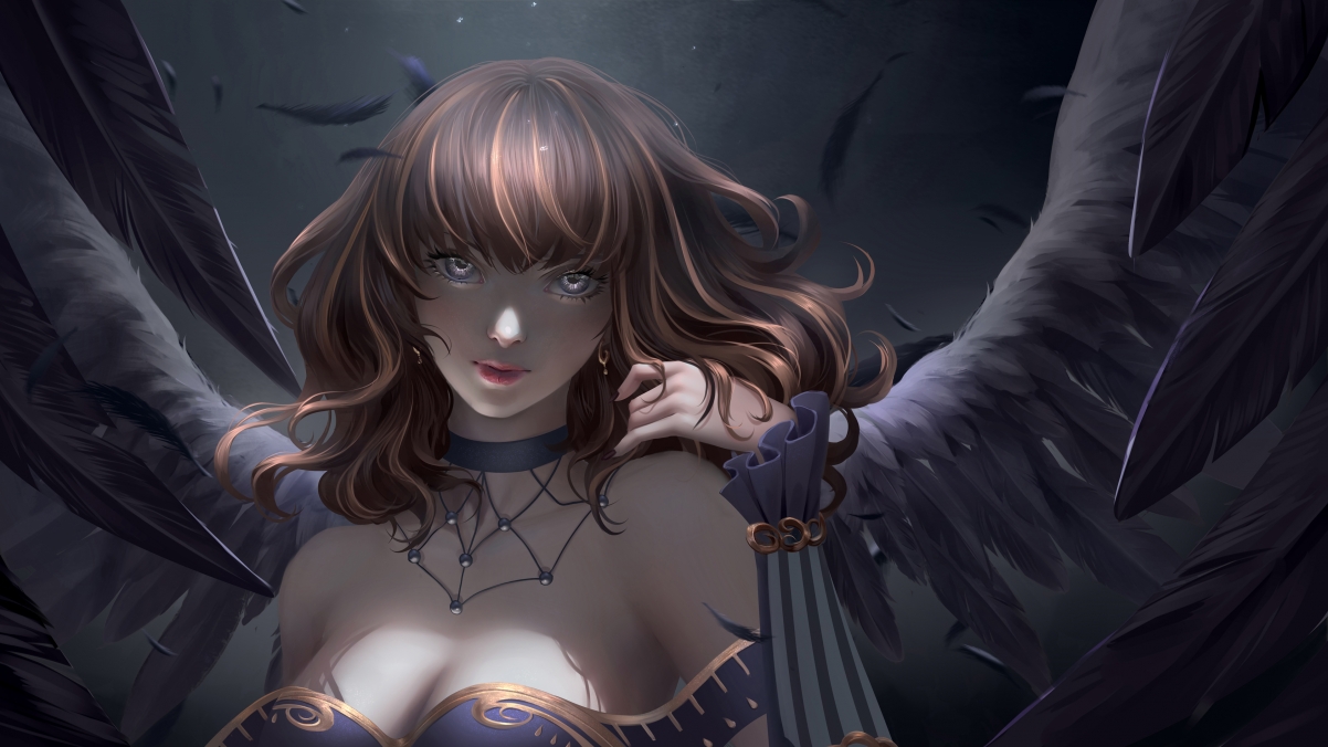 Angel Wings Girl 4K Anime Wallpaper