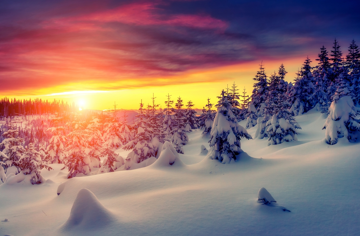 Nature winter snow sky 4K landscape map