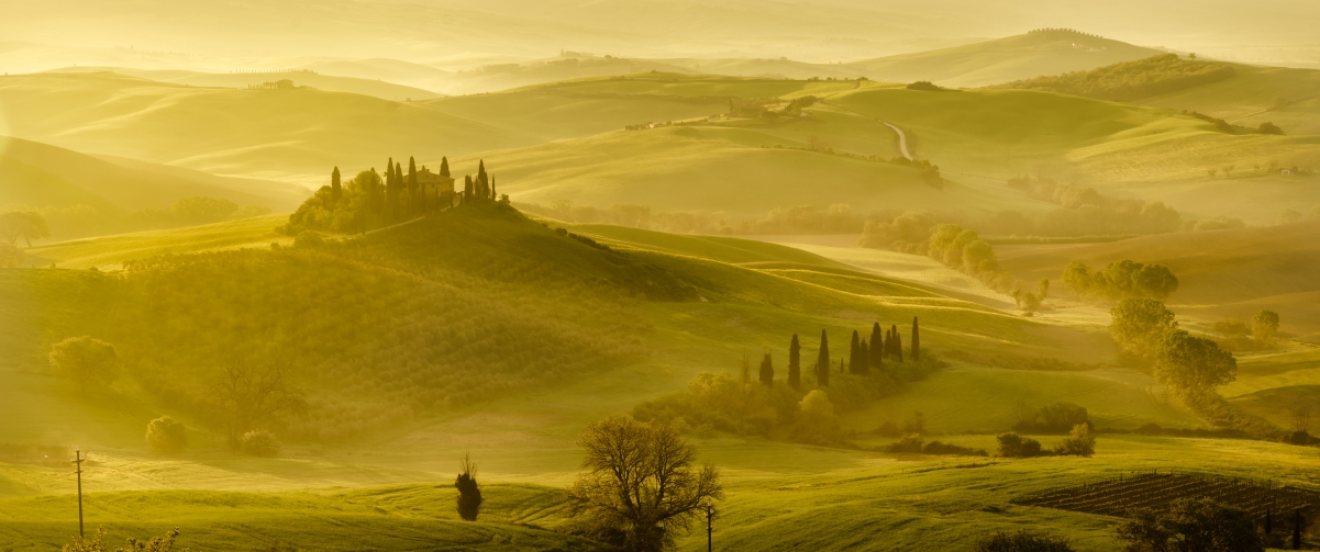 Tuscany countryside in Italy in the morning