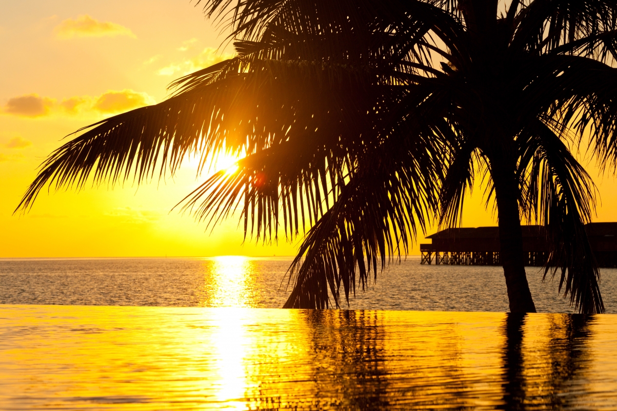 Swimming pool water sunset 5K landscape