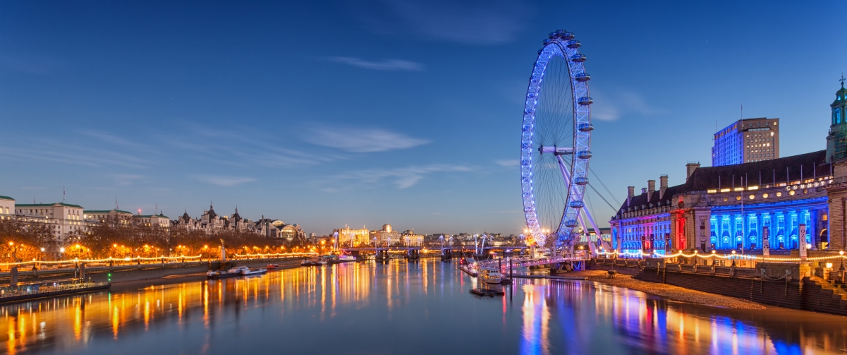 London Ferris Wheel 3440x144