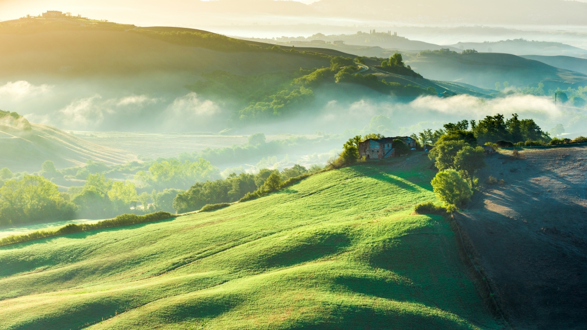 The light of sunrise in Tuscany, Italy