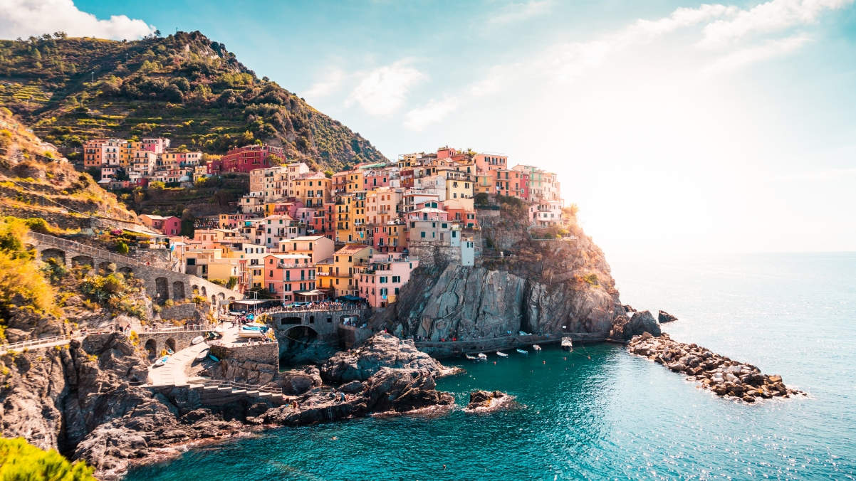 On the cliffs of Manarola, Italy