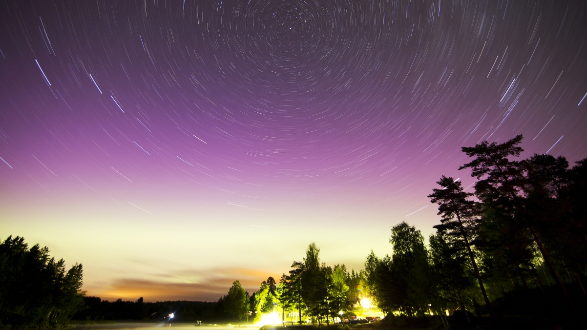 Night starry sky aurora 3840x2160 wind