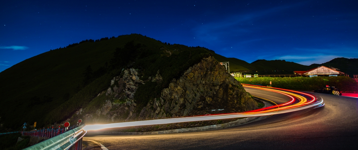 Night road landscape 3440x1440 wall