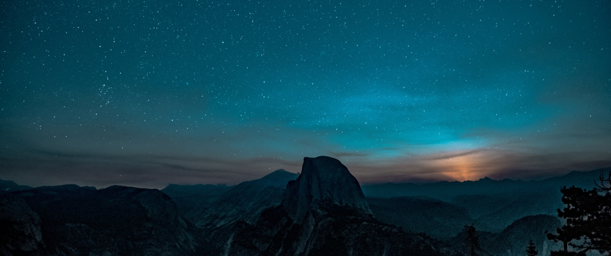 Night, mountains, stars, 3440x1440