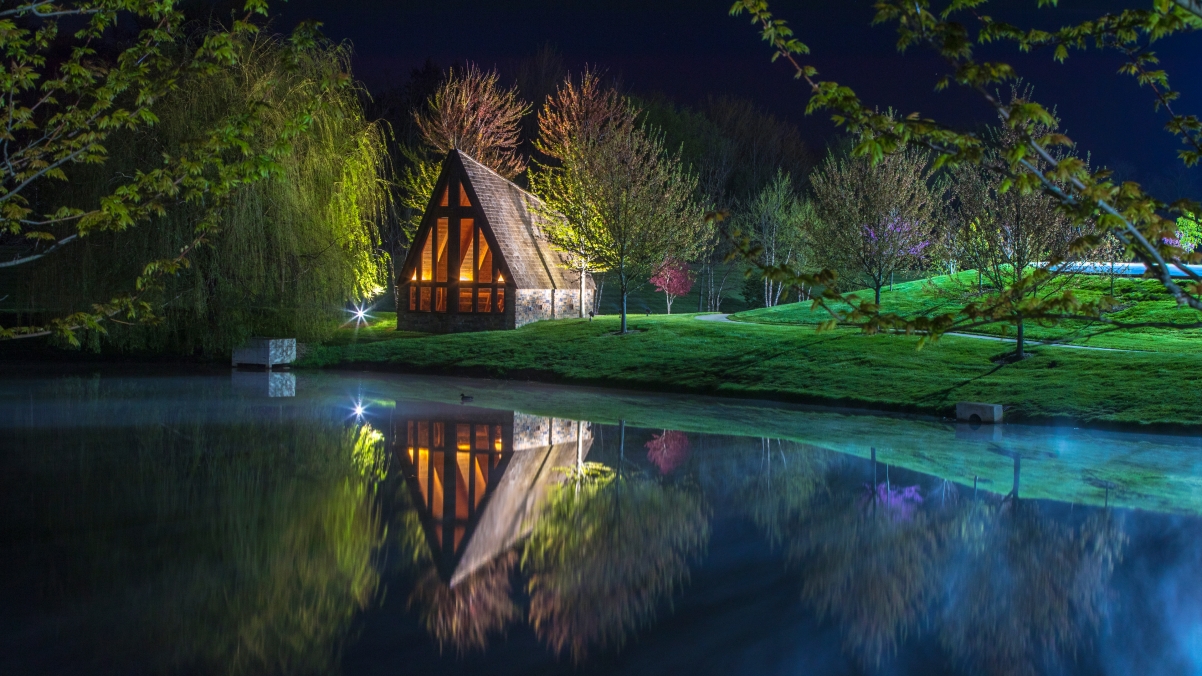 Night night villa landscape lake water