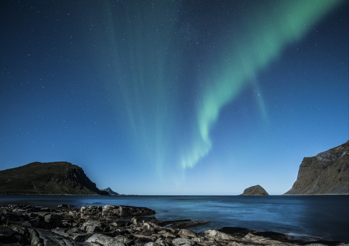 Northern Lights at night Lofoten Norway
