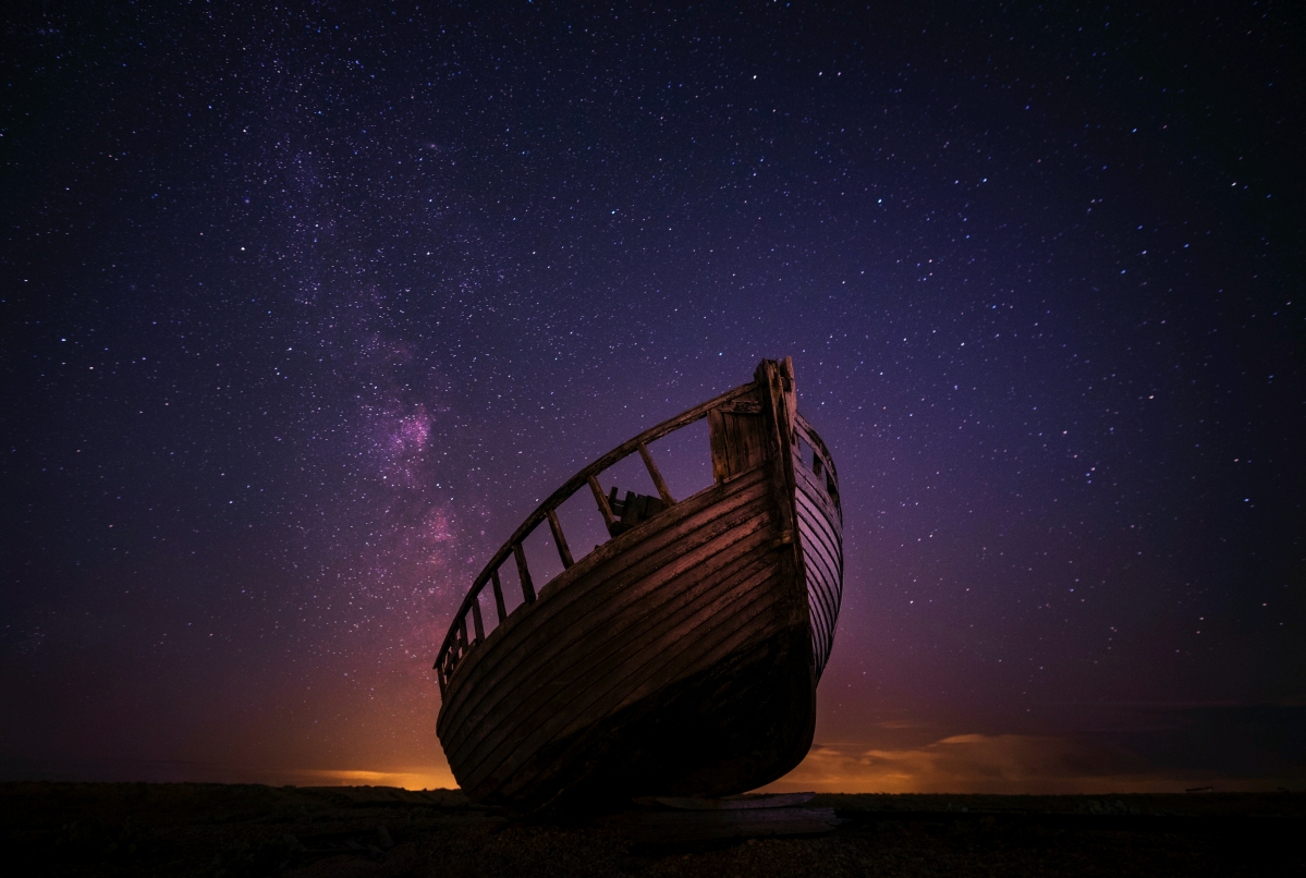 Night sky sky ship starry sky 4K wallpaper