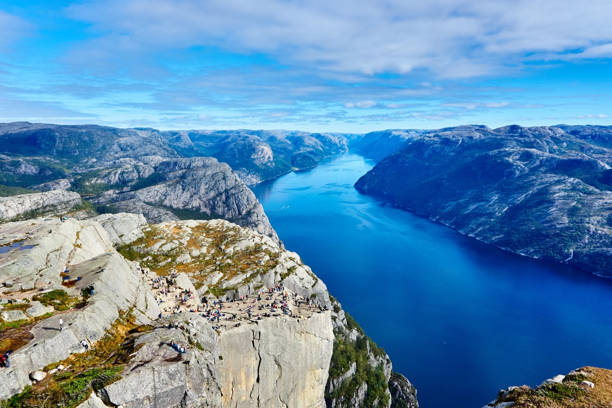 Cliff, mountain, river landscape 6k wallpaper