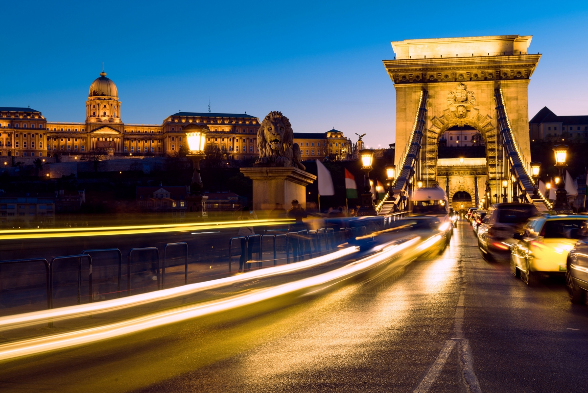 Budapest, Hungary, road, lights, transport