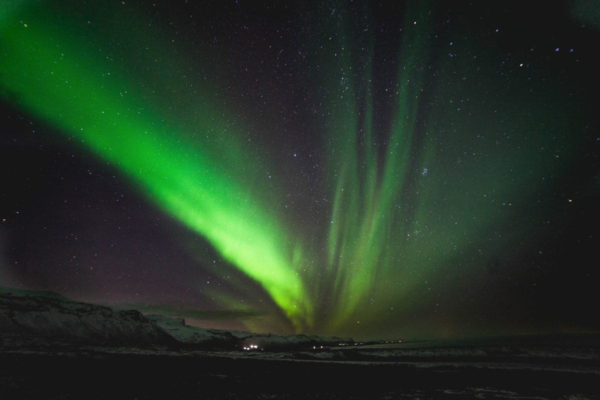 Stars, aurora, starry sky, 6k landscape wall
