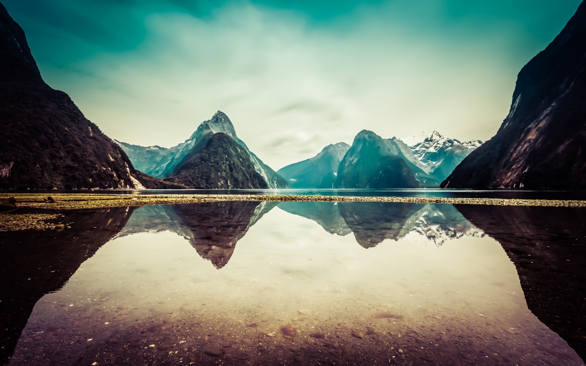 Snow in Milford Sound, New Zealand