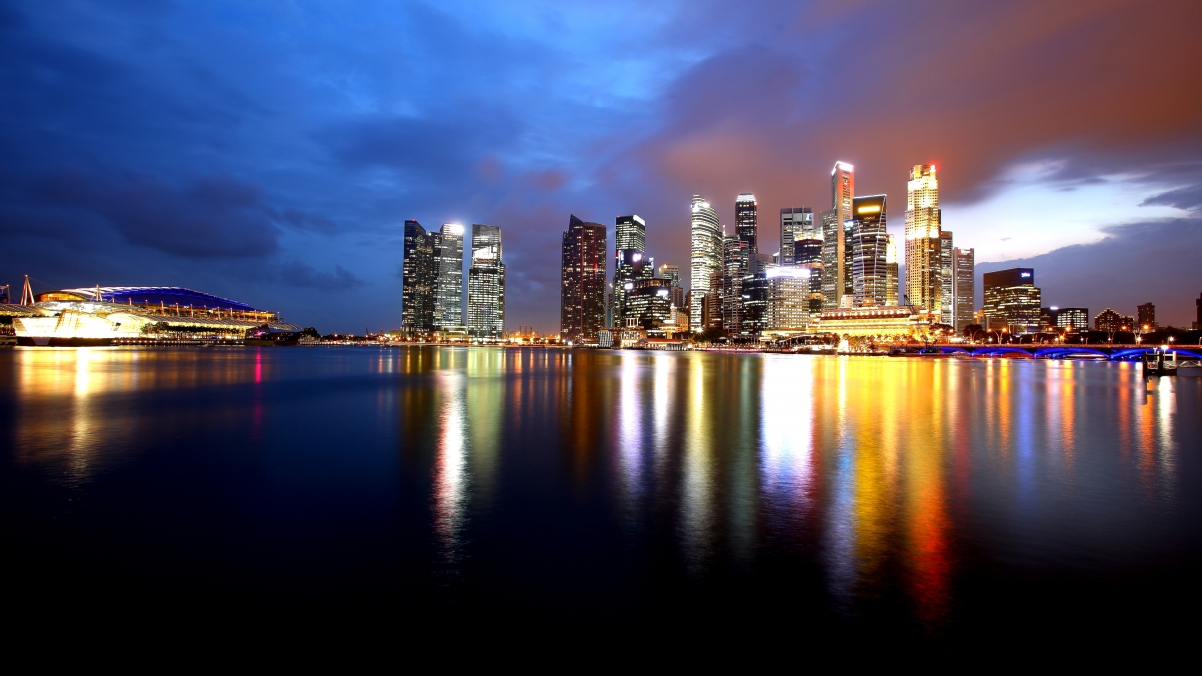 Singapore skyscrapers, bay, sea