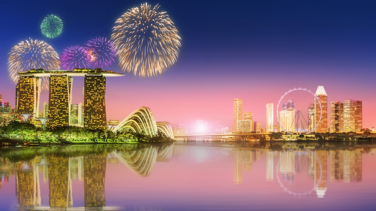 Singapore, night, city night view 4k
