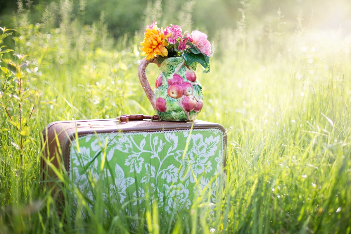 Summer still life box vase flower