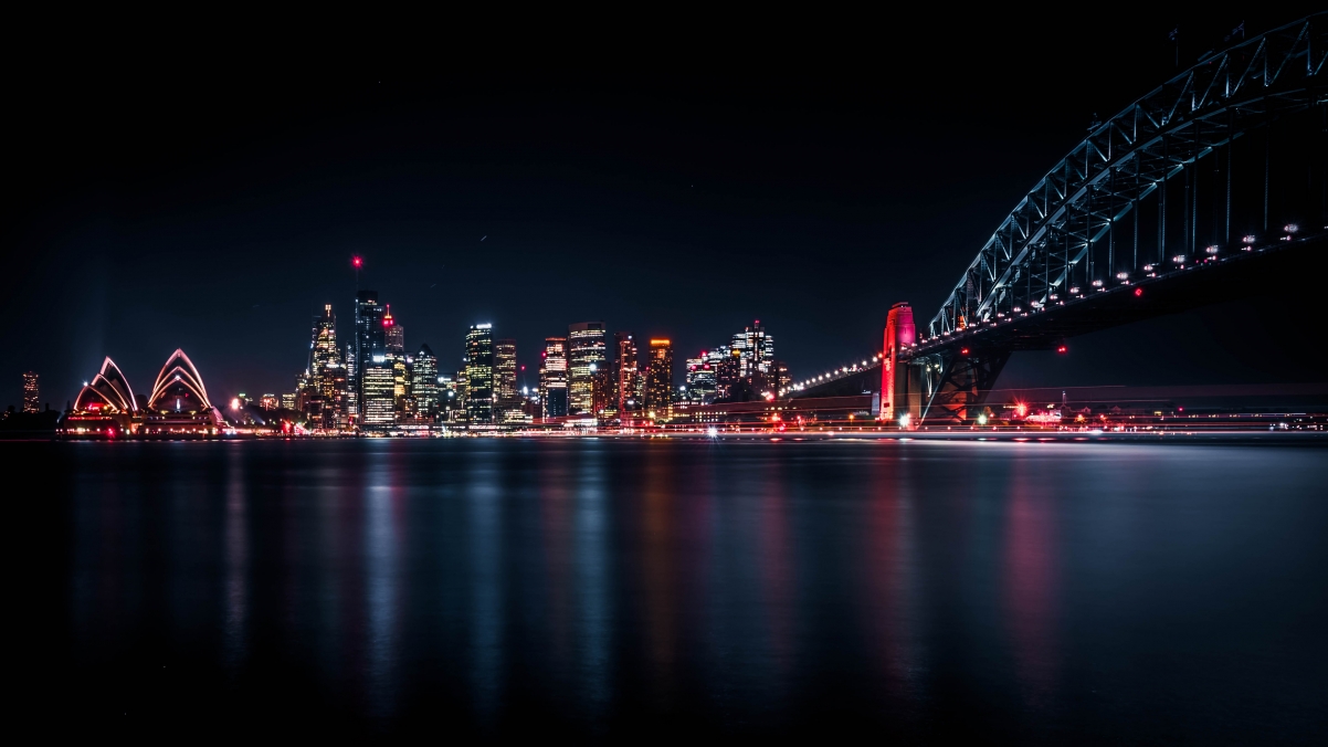 Sydney Harbour Bridge at night and Sydney