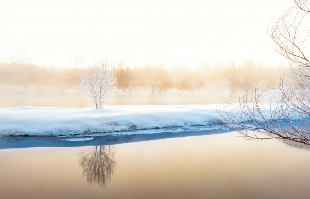 Rime River Snow 4k Wallpaper