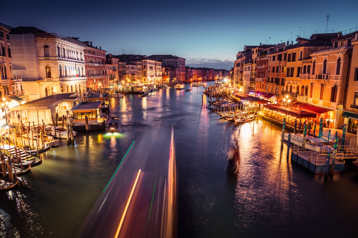 Venice Grand Canal night view 4k HD