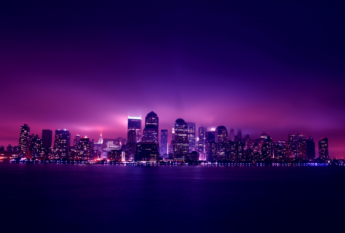 New York skyscrapers 4K wind at night