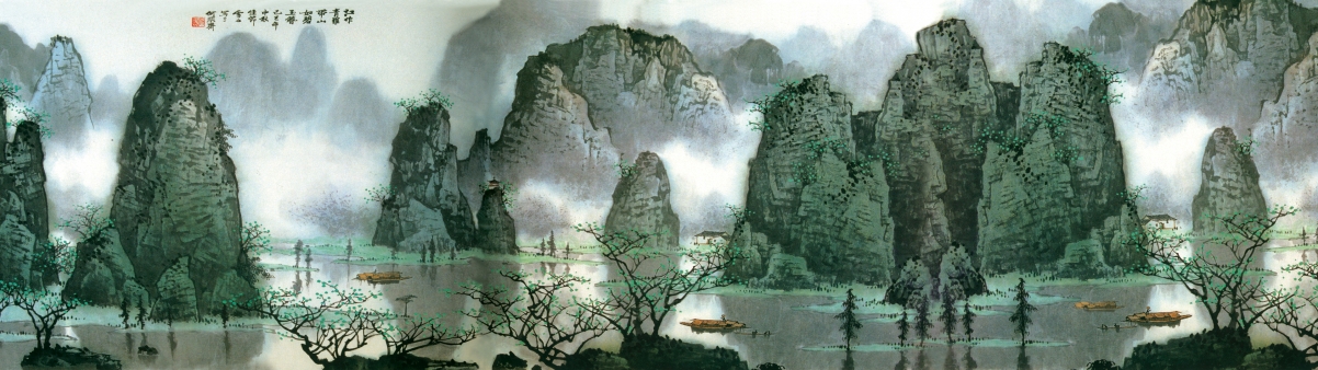 Ink painting landscape scenery of Guilin 3840