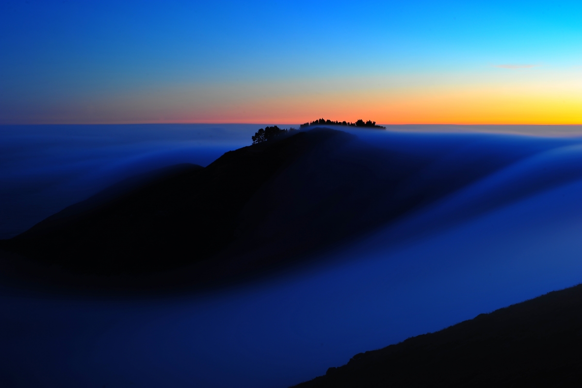 Morning, mountains, fog, natural scenery 4K wall
