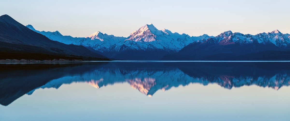 Landscape of mountains and lakes reflection 3440x1