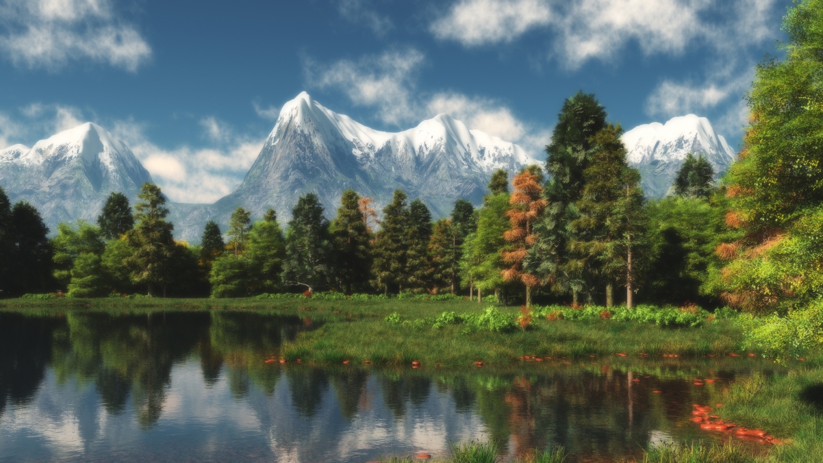 Mountainside landscape 4K wallpaper