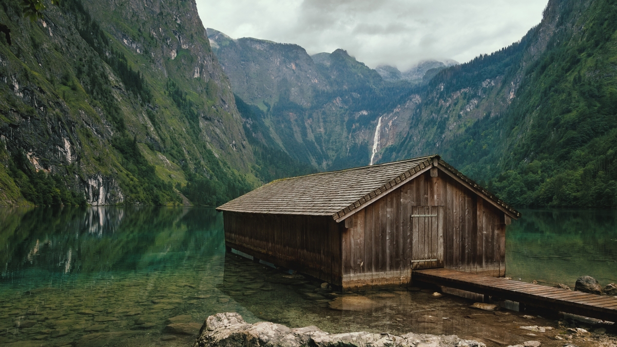 Forest, mountains, lake, stones, Germany