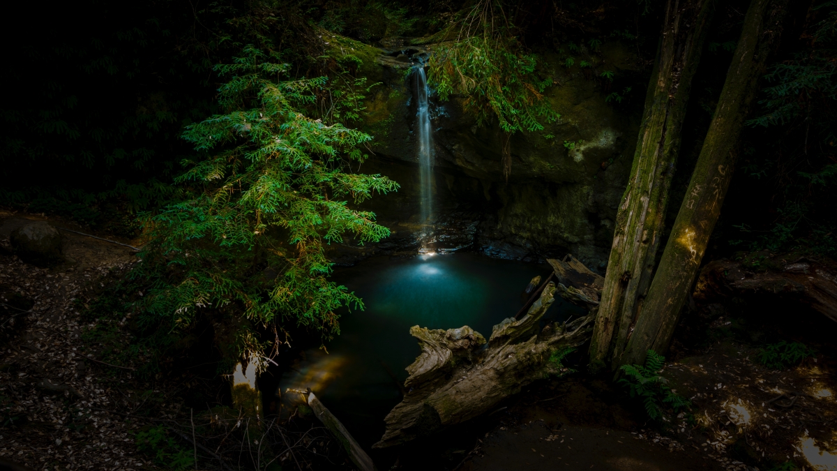 Beautiful waterfall scenery in forest valley