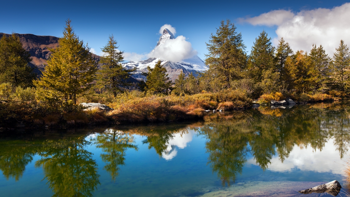 Autumn landscape of Grindjisee, Switzerland