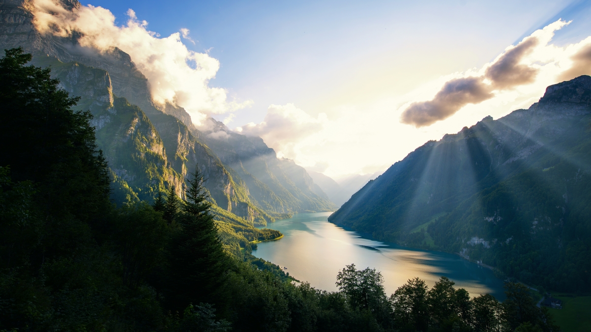 Swiss natural lake 4K landscape wall