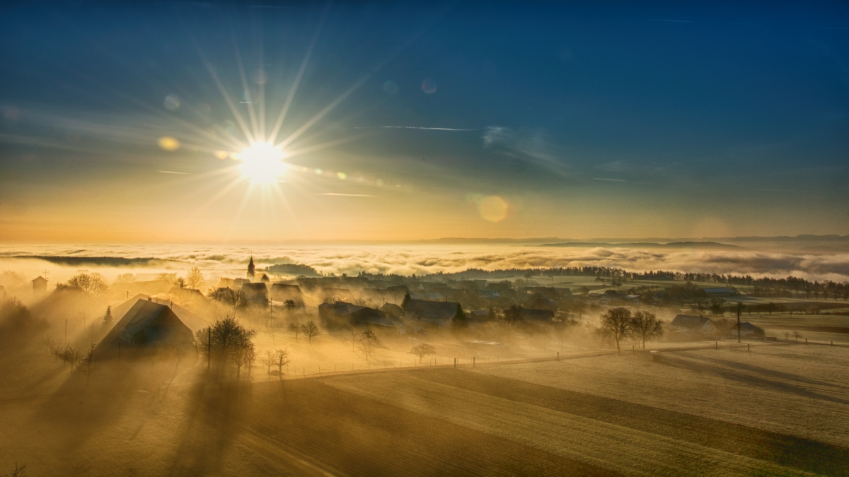 Sunrise Autumn Countryside Landscape 6K Wall