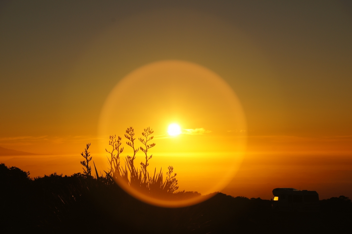 Sunrise orange light vacation camping