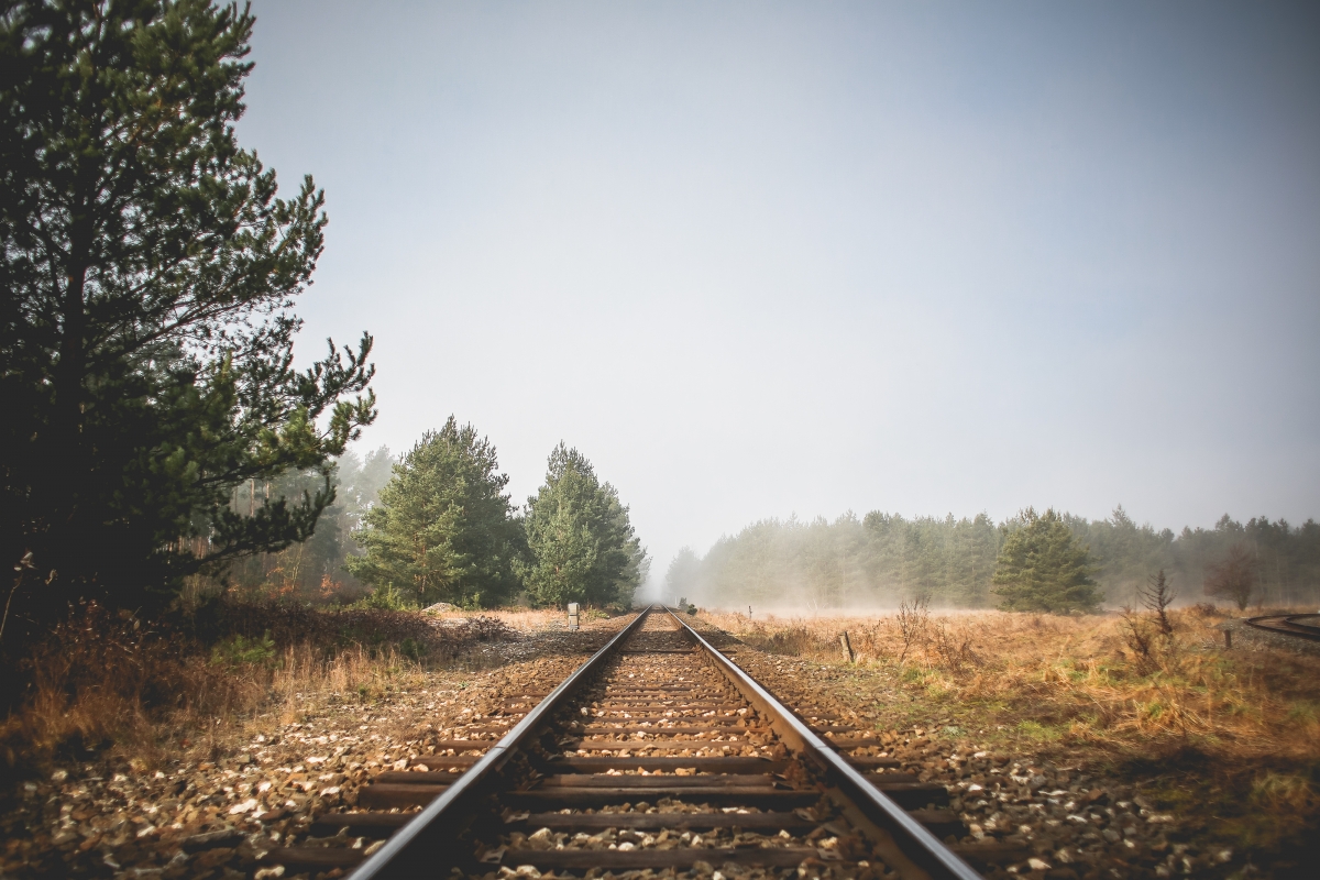 Autumn Railway Landscape 4K Wallpaper