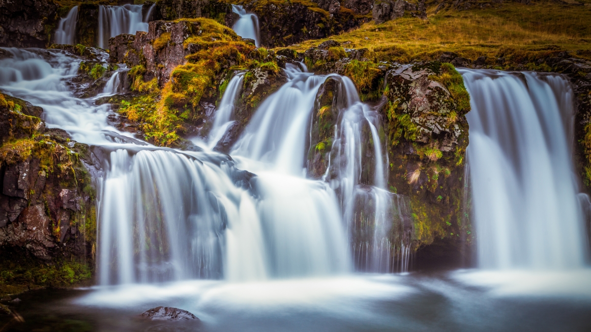 Autumn Iceland waterfall 4K landscape wall