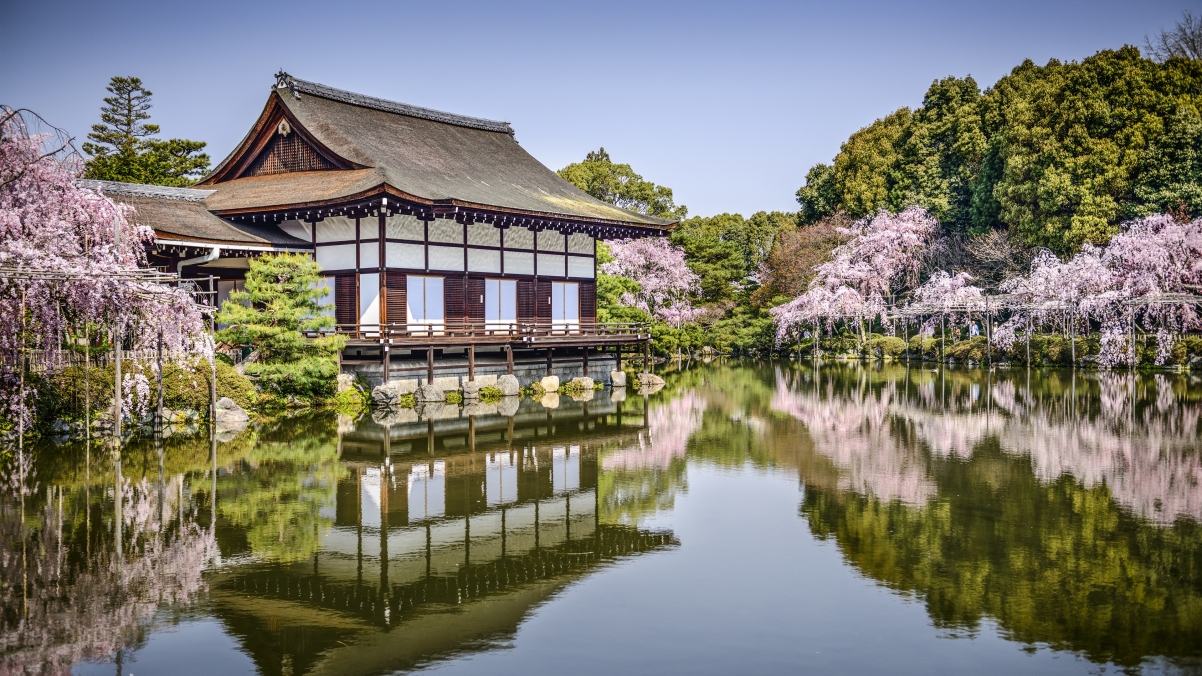 Heian Shrine, Kyoto Flower Pond, Japan