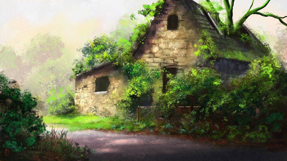 Peabody, house, trail, trees,