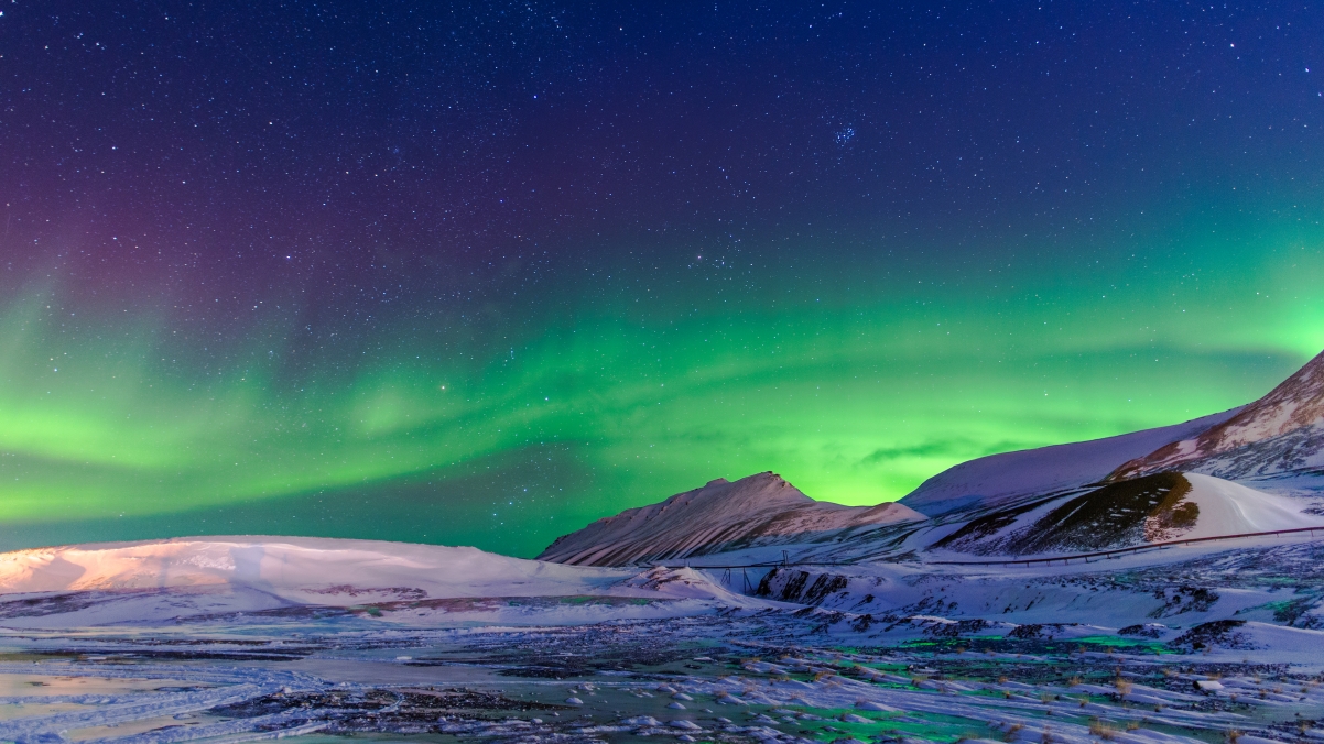 Beautiful starry wind at night in Norway