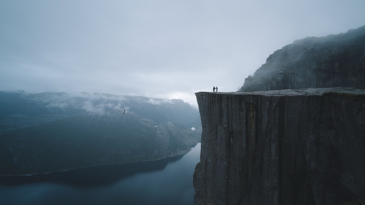 Norwegian Lake Mountain Couple Love Hiking