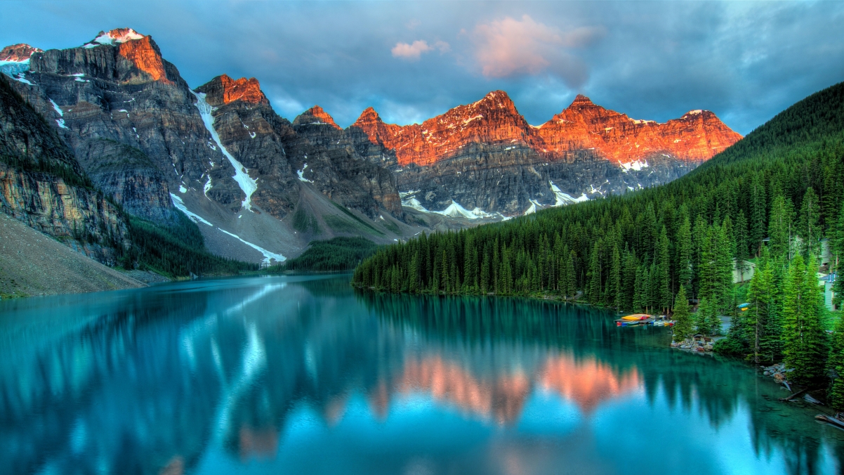 Morin Lake and Ten Peaks Valley 4k Scenic Wall