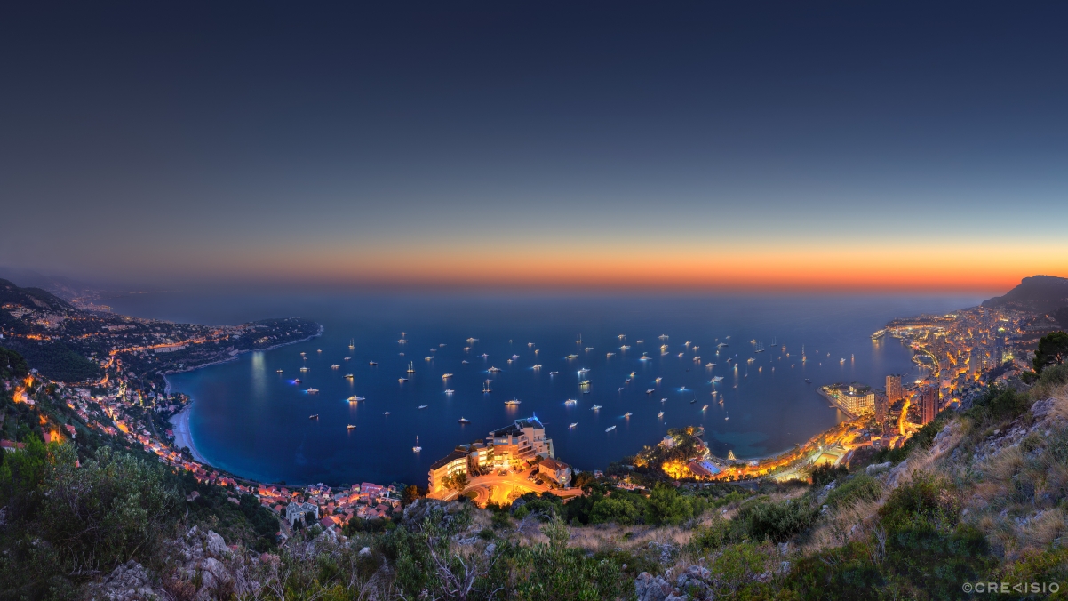 Monaco overlooks the panoramic view of the French Riviera