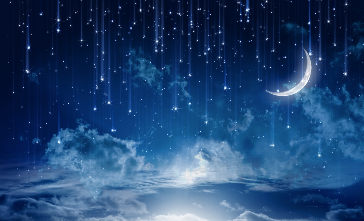 Bright moon moonlight stars night 4K