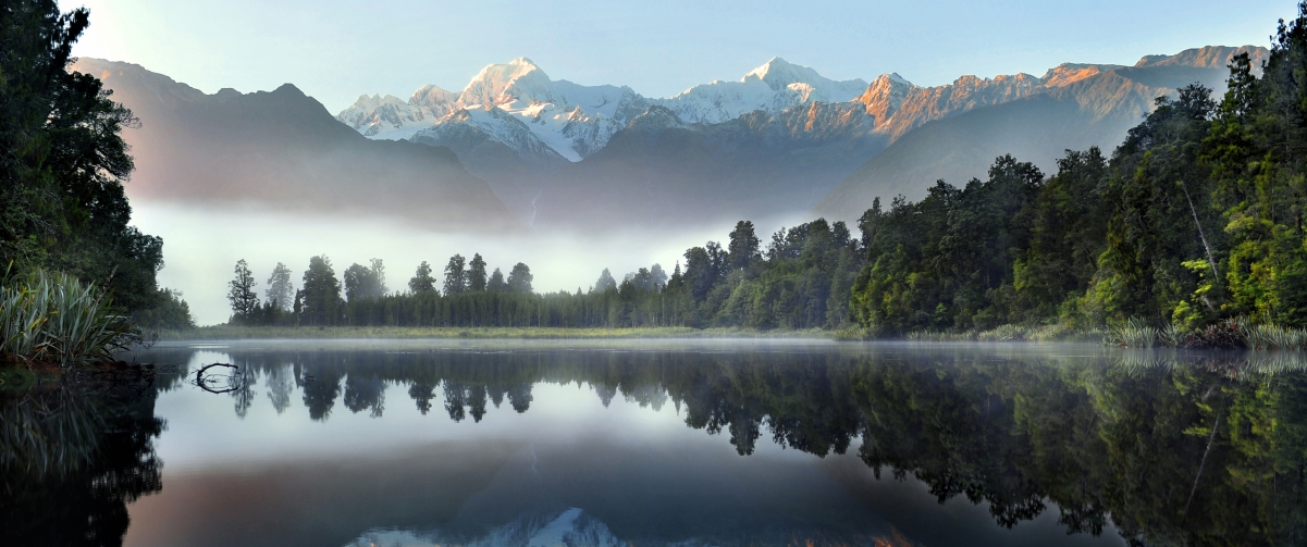 Beautiful lake and snow mountain 3440x1