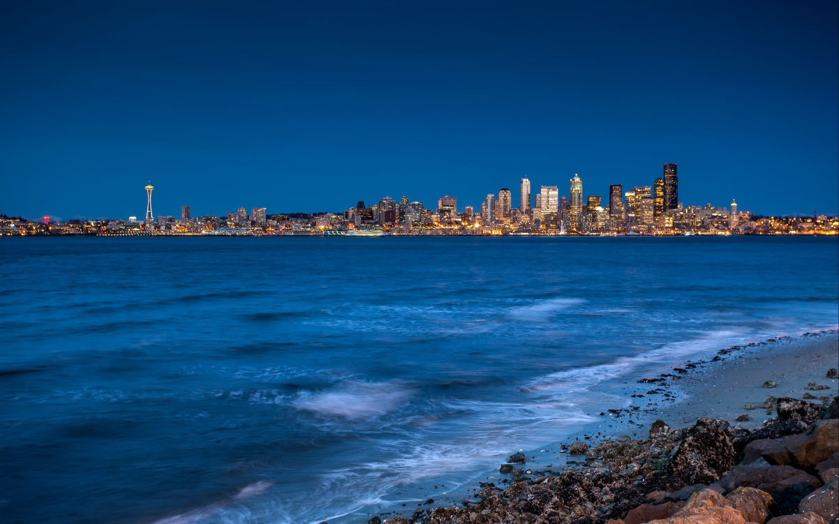 Beautiful bay city scenery 4K wall