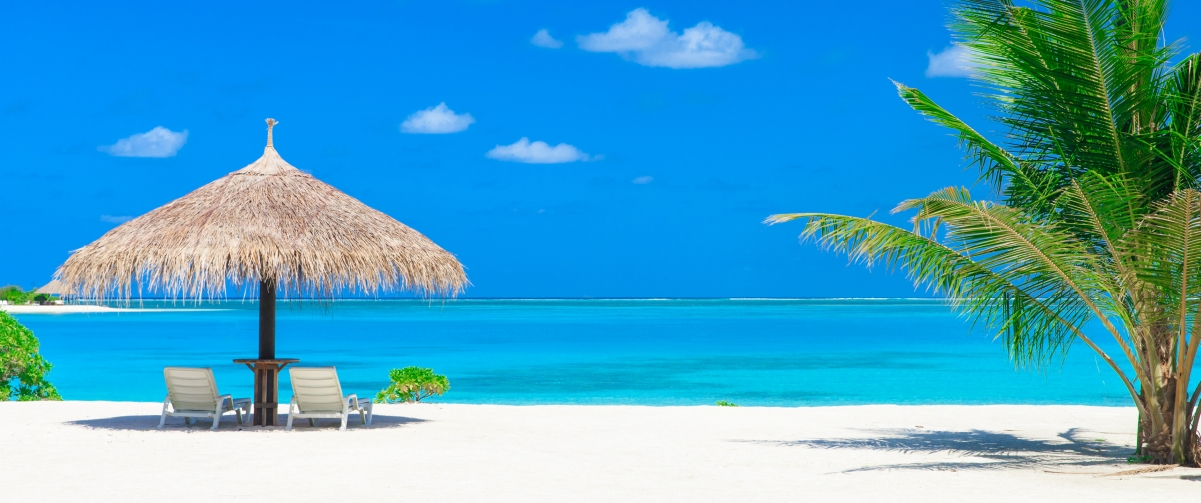 Maldives beach blue sky