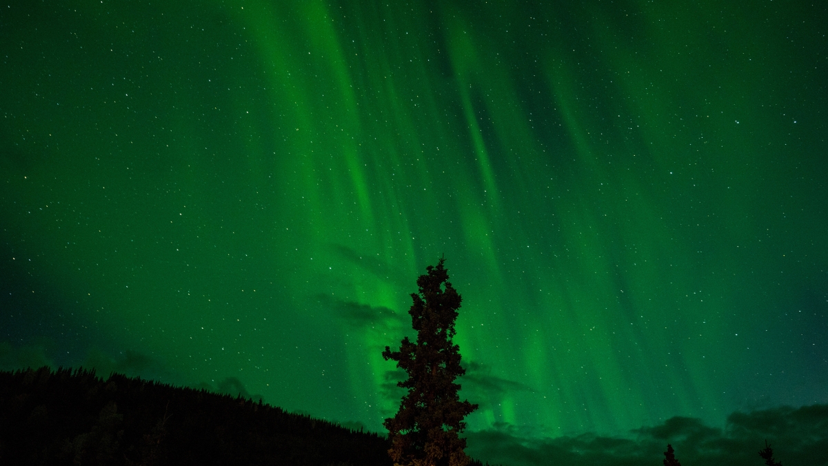 Green Northern Lights Starry Sky 4K Wallpaper