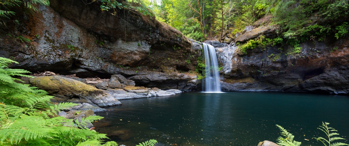 Forest waterfall scenery 3440x1440 wall