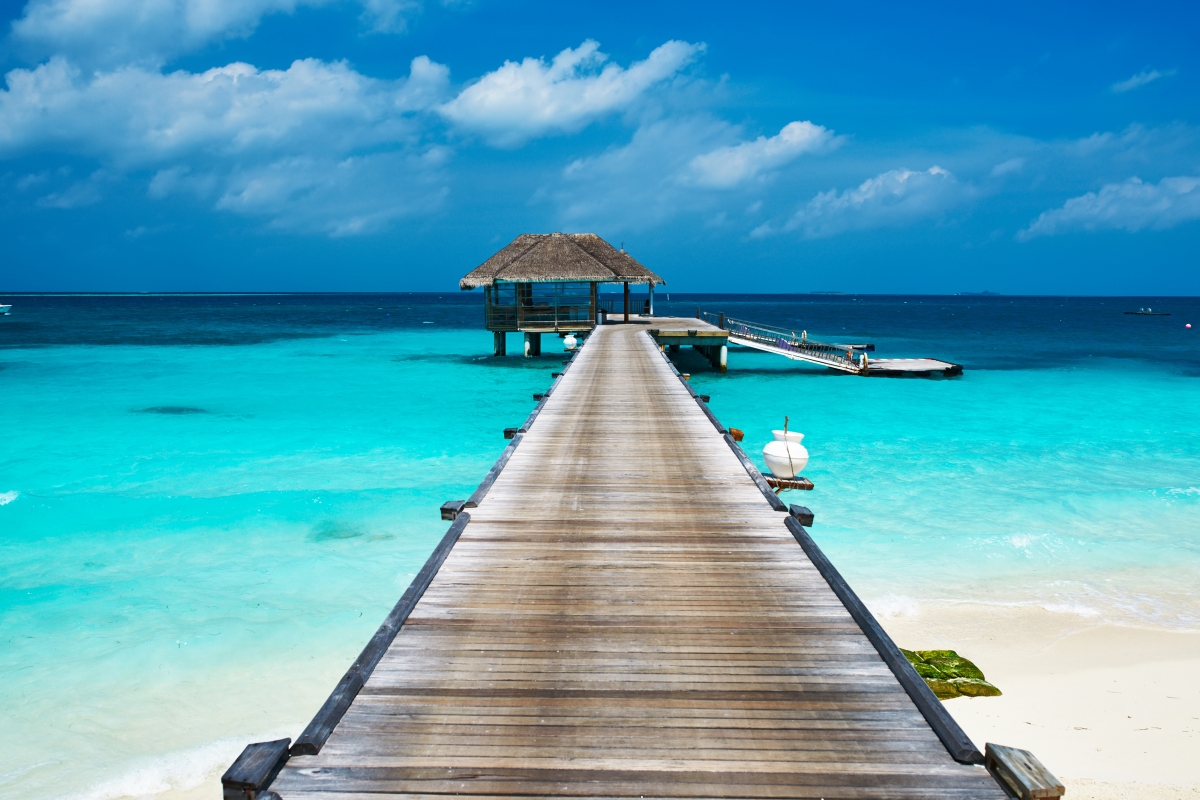 Blue sky ocean pier vacation